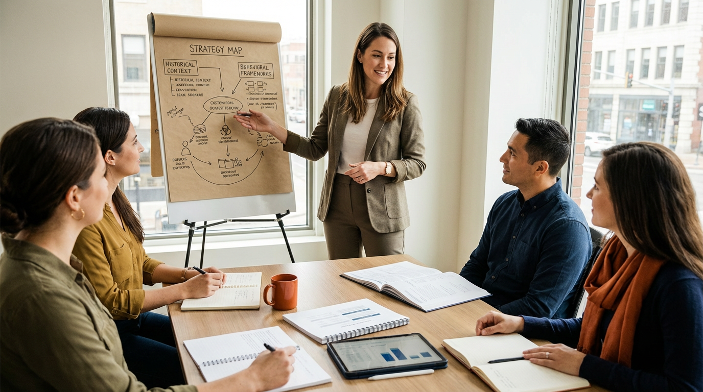 Consultant reviewing past work locally